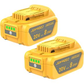 2Pack 8.0Ah Lithium Replacement for Dewalt 20V Battery Max XR Cordless Tools DCB180 DCB205 DCB206 DCB206-2 DCB200 DCB204 DCB204BT-2 DCB203 DCB201 DCB207