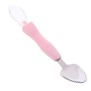 Zerodeko Silicone Spoon, Spoon with Fruit Scraper, First Feeder Spoon Safety Food Spoon for Infant, Toddler, Kids, for Babies, Parents (Random Color)