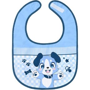 Littleforbig Cotton Waterproof Babydoll Printed Adult Bib with Adjustable Hook-and-Loop Fastener Closure - Little Blue Bib