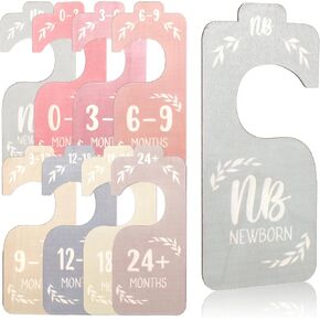 TIESOME 8 PCS Baby Closet Dividers, Wooden Double-Sided Baby Clothes Size Hanger Organizer Adorable Infant Clothes Hanger Separators Nursery Decor Hanger Dividers for Home Nursery (White)