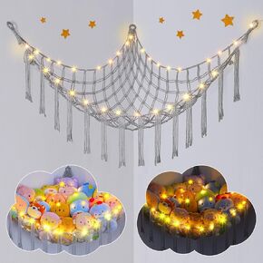 Unicorn Castle Stuffed Animals Hammock Net Toy Storage Organizer, Stuffed Animals Storage Toy Holder Boho Macrame Hanging for Nursery Kids Girls Room Decor