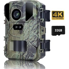 Mini Trail Camera 36MP 4K, Game Hunting Camera with Night Vision 0.2s Trigger Time Motion Activated, IP65 Waterproof Hunting Camera 850nm LED for Wildlife Monitoring