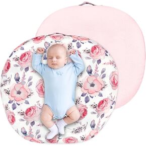 SWESEN Newborn Lounger Cover, 1 Pack Soft Removable Slipcovers for Infant Lounger, Cozy Baby Lounger Cover for Boys and Girls, Covers Only, Pink Floral