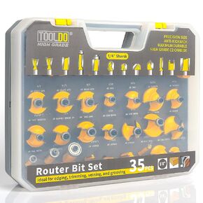 Router Bit Set 35 Pcs 1/4 inch Shank, Professional Router Bit Kit for DIY, Woodworking Project, High Grade