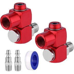 2pcs 1/4 NPT 360 Degrees Swivel Air Hose Fitting, Stainless Steel Swivel Air Fitting with Ferrule and Thread Seal Tape Leakproof Air Tool Swivel Fitting for Air Hose Air Tool