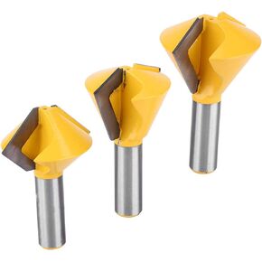 Fafeicy 3Pcs Bird's Mouth Glue Joint Router Bit, Carbide Woodworking Milling Cutter, 1/2" Shank, for Solid Wood, Hardwood, Chipboard, Woodworking Bits