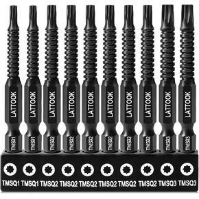 Double Square 8 Point Star Bit Set, LATTOOK 10PCS 8 Point Torx Bits 2 Square Drive Torx Bits, Magnetic S2 Steel 8 Point Star Bit for Trailer, 2.3'' Long, #1, #2, #3
