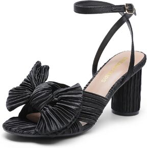 DREAM PAIRS Women's Bow Knot Heeled Sandals Low Chunky Heels Open Toe Ankle Strap Slingback Dress Shoes for Wedding Bridal Party