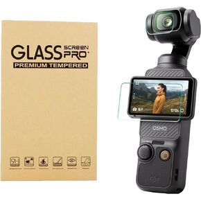 Lens Screen Protector LCD Display Protector for DJI Osmo Pocket 3 Camera, 2 PCS Tempered Glasses, High Definition, 9H Hardness, Anti-fingerprint, Anti-Scratch