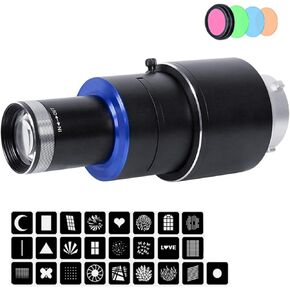 Bowens Mount Flash Projector Attachment, Spotlight for Photography, Optical Conical Snoot Kit with Focusing Lens Fits Aputure Amaran 60D Godox Mount, 25 Gobos, 4 Color Filters