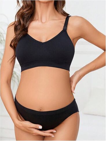 MakeMeChic Women's 3 Pack Maternity Nursing Bras Rib Knitted Breastfeeding Bralettes in Saudi Arabia