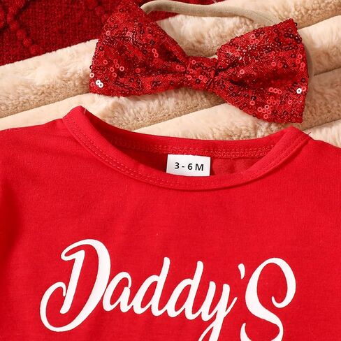 Newborn Baby Girl Valentine's Day Outfit Romper Tutu Dress with Headband Toddler Glitter Heart Print Clothes Skirt in Saudi Arabia