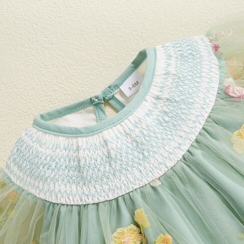 Infant Baby Girl Summer Clothes Lace Mesh Flower Short Sleeve Romper Tutu Dress Princess Dress Cake Smash Dress in Kuwait