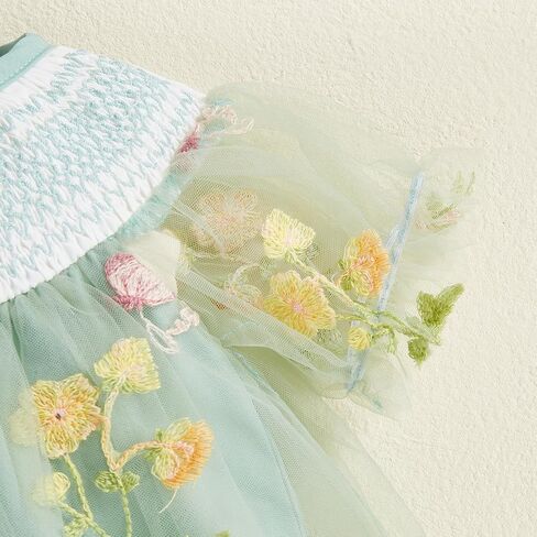 Infant Baby Girl Summer Clothes Lace Mesh Flower Short Sleeve Romper Tutu Dress Princess Dress Cake Smash Dress in Kuwait