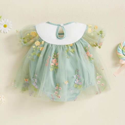 Infant Baby Girl Summer Clothes Lace Mesh Flower Short Sleeve Romper Tutu Dress Princess Dress Cake Smash Dress in Kuwait