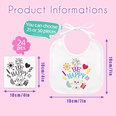 Bibs Baby Shower Games Sign Set Baby Feeder Bibs Newborn Gifts Fabric Marker Stencils Kit in Saudi Arabia