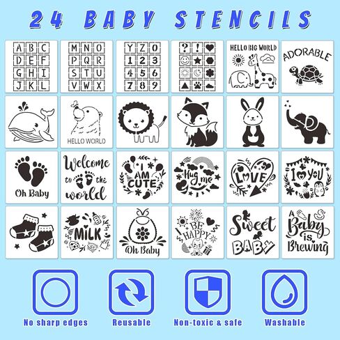 Bibs Baby Shower Games Sign Set Baby Feeder Bibs Newborn Gifts Fabric Marker Stencils Kit in Saudi Arabia