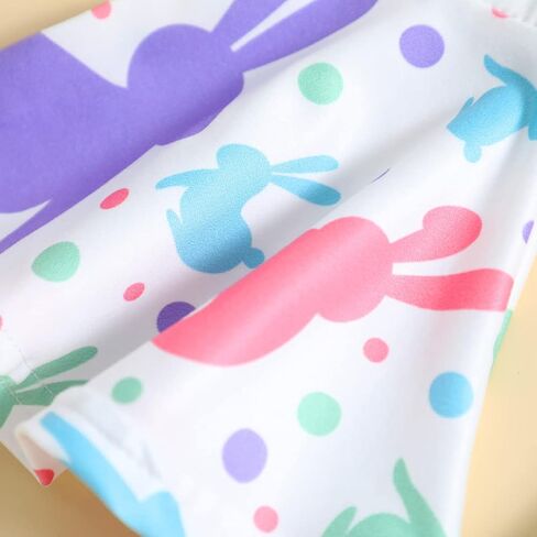 CM C&M WODRO Toddler Baby Girl Easter Bell Bottom Slip Romper Rabbit Print Sleeveless Jumpsuit Kid Cute One Piece Flare Pant in Saudi Arabia