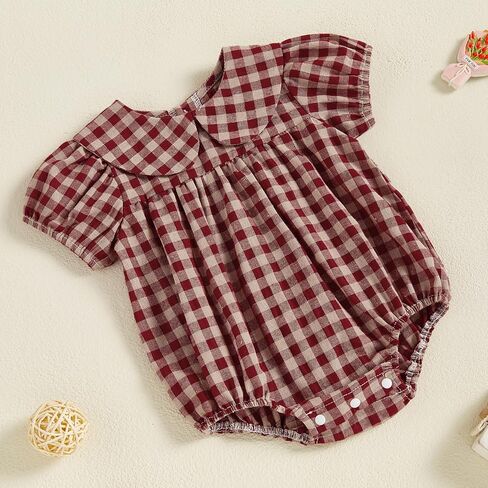 Bagilaanoe Summer Outfit Infant Baby Girl Clothes Short Sleeve Romper Bodysuit Solid Doll Collar Jumpsuit Tops in Saudi Arabia