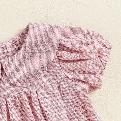 Bagilaanoe Summer Outfit Infant Baby Girl Clothes Short Sleeve Romper Bodysuit Solid Doll Collar Jumpsuit Tops in Saudi Arabia