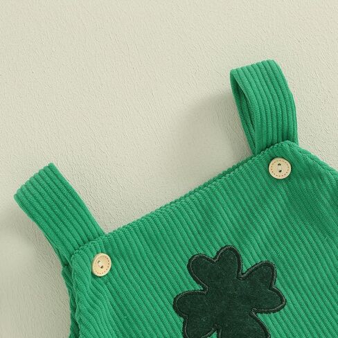 St Patricks Day Baby Boy Girl Outfit Newborn Clover Embroidery Romper Overalls Sleeveless Corduroy Bodysuit Jumpsuit in Saudi Arabia