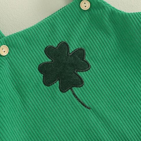 St Patricks Day Baby Boy Girl Outfit Newborn Clover Embroidery Romper Overalls Sleeveless Corduroy Bodysuit Jumpsuit in Saudi Arabia