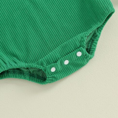 St Patricks Day Baby Boy Girl Outfit Newborn Clover Embroidery Romper Overalls Sleeveless Corduroy Bodysuit Jumpsuit in Saudi Arabia