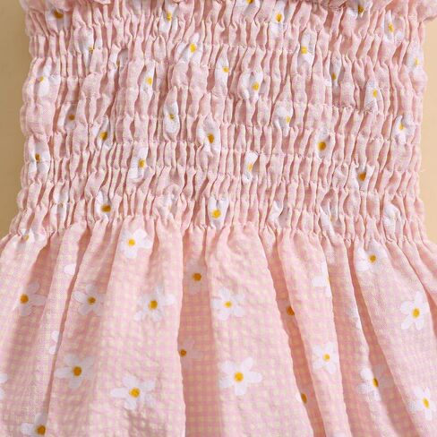 Newborn Baby Girl Clothes Floral Bunny Print Smocked Sleeveless Romper Summer Bodysuit Cute Baby Easter Outfit in Kuwait