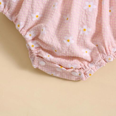 Newborn Baby Girl Clothes Floral Bunny Print Smocked Sleeveless Romper Summer Bodysuit Cute Baby Easter Outfit in Kuwait