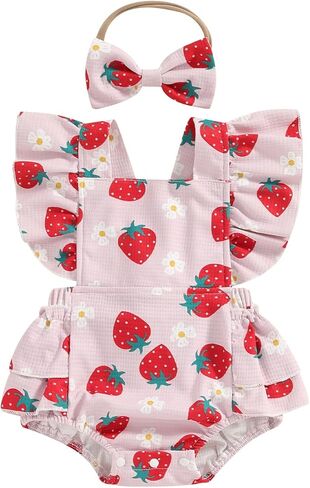 Baby Girl Clothes 3 6 9 12 18 Month Newborn Ruffle Bubble Romper Onesie Floral Bodysuit Summer Outfit in Saudi Arabia