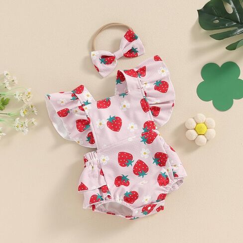 Baby Girl Clothes 3 6 9 12 18 Month Newborn Ruffle Bubble Romper Onesie Floral Bodysuit Summer Outfit in Saudi Arabia