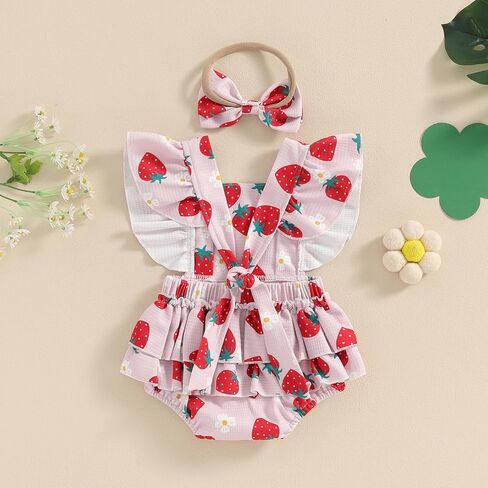 Baby Girl Clothes 3 6 9 12 18 Month Newborn Ruffle Bubble Romper Onesie Floral Bodysuit Summer Outfit in Saudi Arabia