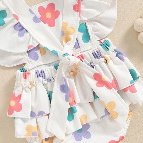 Baby Girl Clothes 3 6 9 12 18 Month Newborn Ruffle Bubble Romper Onesie Floral Bodysuit Summer Outfit in Saudi Arabia