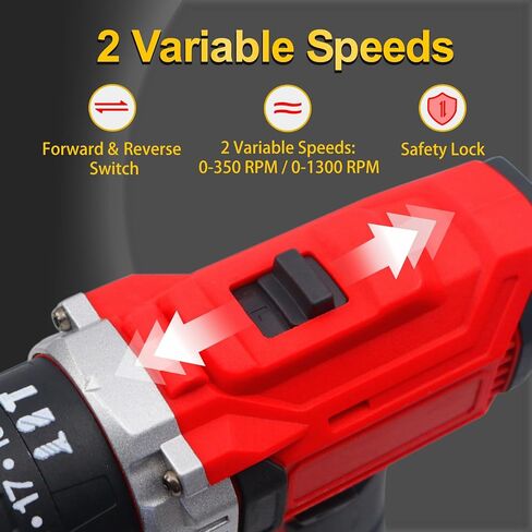 Home Rechargeable 21V Cordless Hand Drill Set, with 25 level torque and 21V 2Ah lithium-ion battery, LED light, for DIY home maintenance and repair in Saudi Arabia
