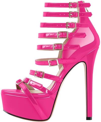 richealnini Sexy Gladiator Platform Sandals for Women Ankle Strap Sky High Heels Buckles in Saudi Arabia