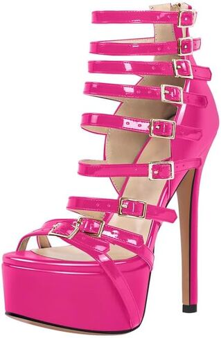 richealnini Sexy Gladiator Platform Sandals for Women Ankle Strap Sky High Heels Buckles in Saudi Arabia