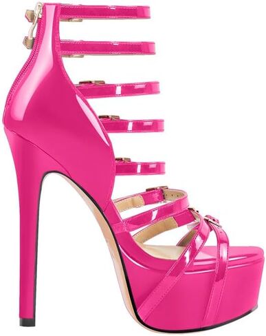 richealnini Sexy Gladiator Platform Sandals for Women Ankle Strap Sky High Heels Buckles in Saudi Arabia