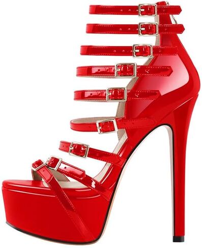 richealnini Sexy Gladiator Platform Sandals for Women Ankle Strap Sky High Heels Buckles in Saudi Arabia