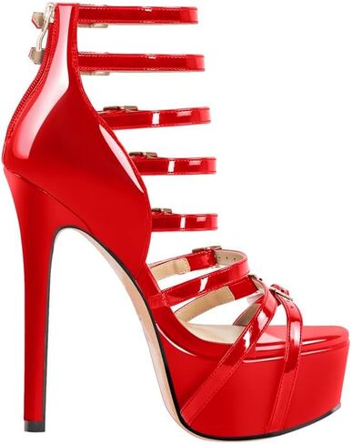 richealnini Sexy Gladiator Platform Sandals for Women Ankle Strap Sky High Heels Buckles in Saudi Arabia