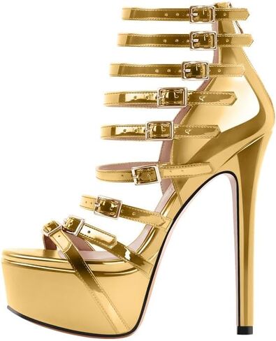 richealnini Sexy Gladiator Platform Sandals for Women Ankle Strap Sky High Heels Buckles in Saudi Arabia