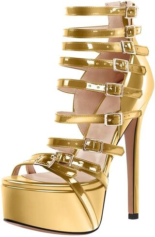 richealnini Sexy Gladiator Platform Sandals for Women Ankle Strap Sky High Heels Buckles in Saudi Arabia