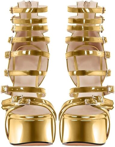 richealnini Sexy Gladiator Platform Sandals for Women Ankle Strap Sky High Heels Buckles in Saudi Arabia