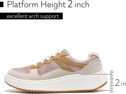 Platform Sneakers for Women Glitter Lightweight Tennis Walking Shoes in Saudi Arabia
