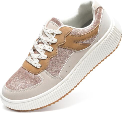 Platform Sneakers for Women Glitter Lightweight Tennis Walking Shoes in Saudi Arabia
