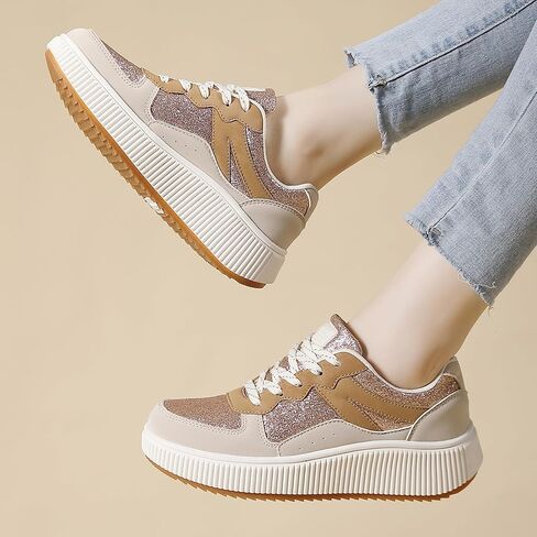 Platform Sneakers for Women Glitter Lightweight Tennis Walking Shoes in Saudi Arabia