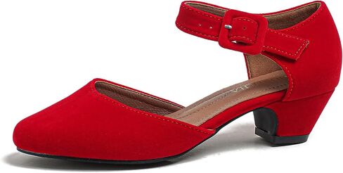 Women's Low Block Chunky Heels Closed Toe Ankle Strap Work Wedding Dress Pumps Shoes in Kuwait