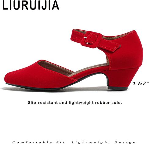 Women's Low Block Chunky Heels Closed Toe Ankle Strap Work Wedding Dress Pumps Shoes in Kuwait