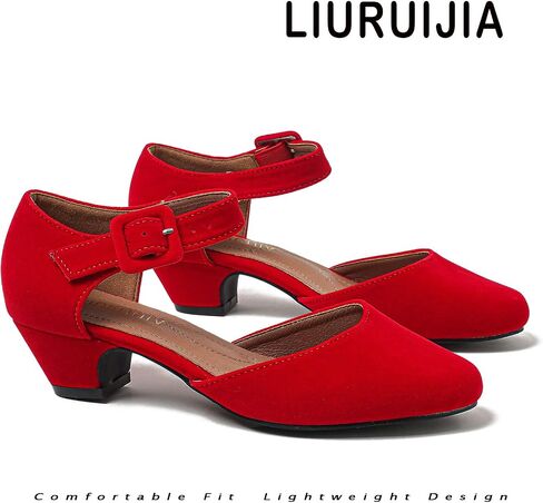 Women's Low Block Chunky Heels Closed Toe Ankle Strap Work Wedding Dress Pumps Shoes in Kuwait