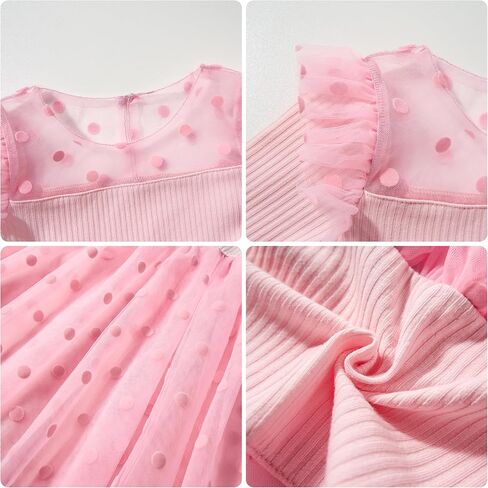 Miipat Toddler Girls Tulle Dress Long Sleeve Tutu Dress Little Kids Ruffle Party Princess Dress in Kuwait