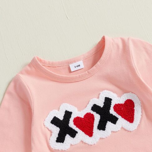 Baby Girls Valentine's Day Rompers Long Sleeve Heart Print Layered Ruffle Jumpsuit My Firist Valentines Day Outfit in Saudi Arabia